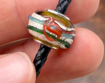 Sterling Silver & Millefiori Spacer Bead// 925 Sterling Silver 14mm Pandora Style Bead//