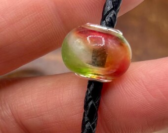 Sterling Silver & Millefiori Spacer Bead// 925 Sterling Silver 14mm Pandora Style Bead//