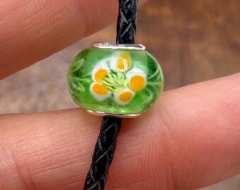 Sterling Silver & Millefiori Spacer Bead// 925 Sterling Silver 14mm Pandora Style Bead//