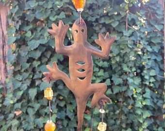 Vintage Lizard Bell Chime~ BOHO garden art