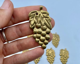 10 pcs~ Heavy Brass Grapevine Milagro Charm- Component Piece ~DIY jewelry/art supplies~ set of vintage folk tokens