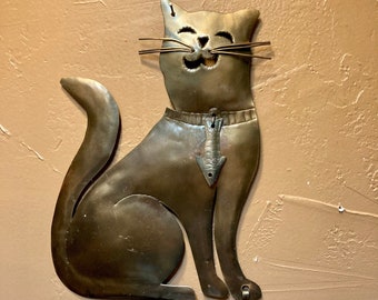 Metal Cat & Mouse Hanging~ vintage wall decor