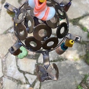 Vintage Sculpture Turtle Bell Chime~Handmade garden art~
