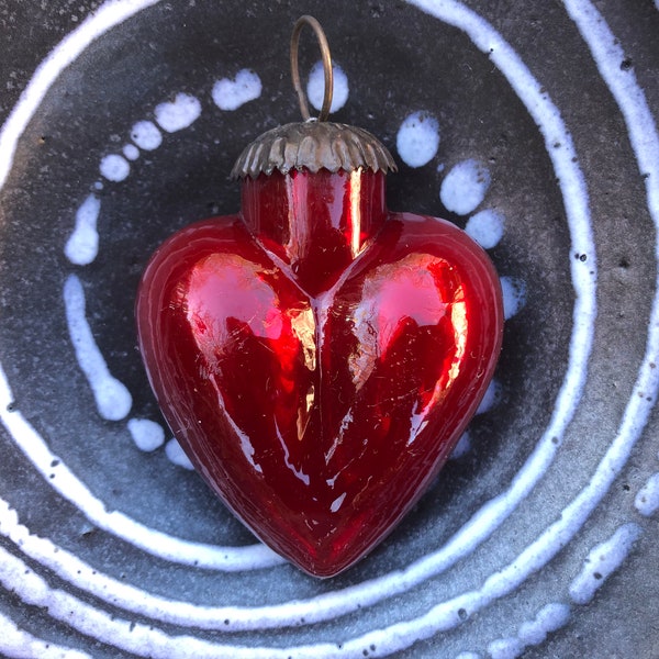 Mercury Glass Heart Ornaments from India