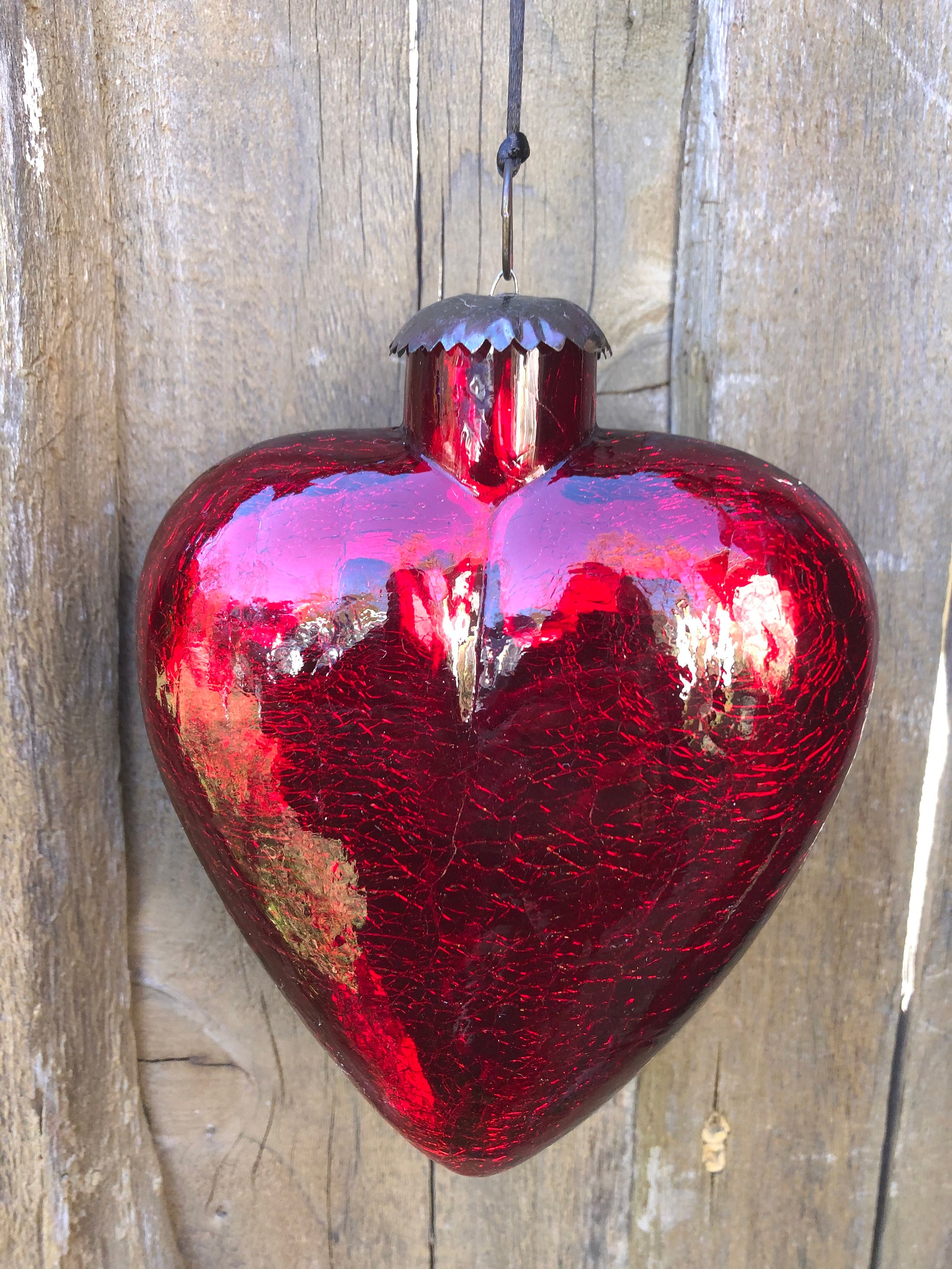 Mercury Glass Heart Ornaments From India 