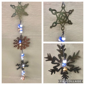Vintage Snowflake Chain Bell Chime~ Handmade Garden Art
