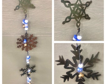 Campanello a catena con fiocco di neve vintage ~ Arte da giardino fatta a mano