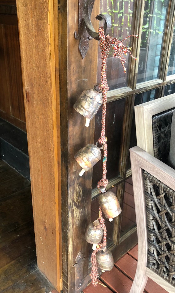 DIY Crafts Rustic Hanging Tin Cow Bells 12 Pcs Wind Chimes, 3.5 Inch  Vintage Style Christmas Farmhouse Home Decor Bells 