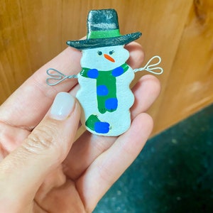 15 pieces- Snowman Charms- handmade clay pendants- component piece for cards, jewelry, ornaments etc.