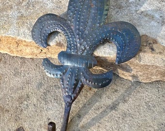 Vintage Fleur-de-lis Hook- Metal hook for hats, towels, jewelry etc.
