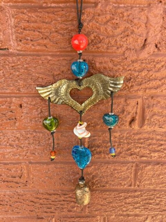 Vintage Flying Heart Bell Chime Etsy