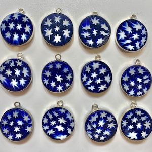 10 pcs- Milliefiori Glass Pendants- Set of colorful Star Charms