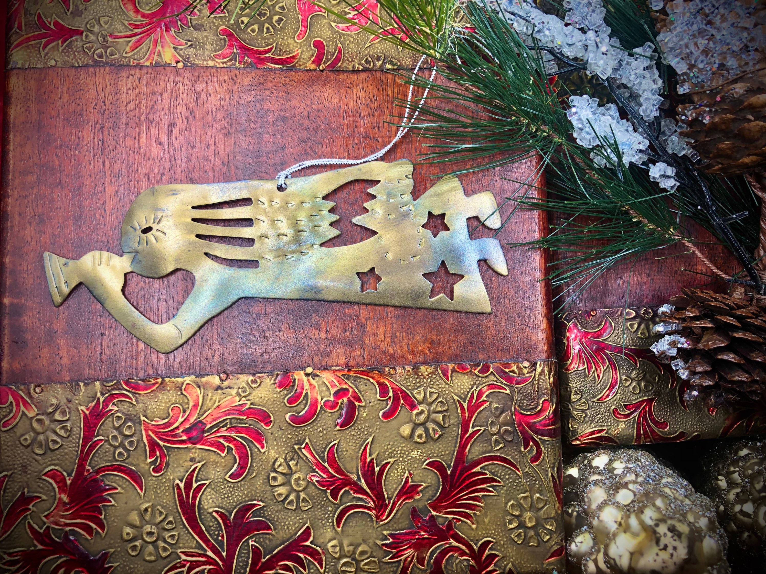 Set of 6 Original Flat Metal Ornaments Angel Ornament Set Etsy