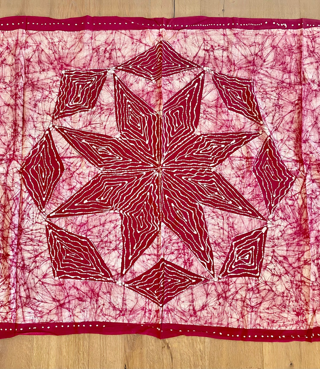 Handmade Patchwork Batik Printed Throw - Retro Red