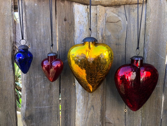 Glass cheap heart ornaments