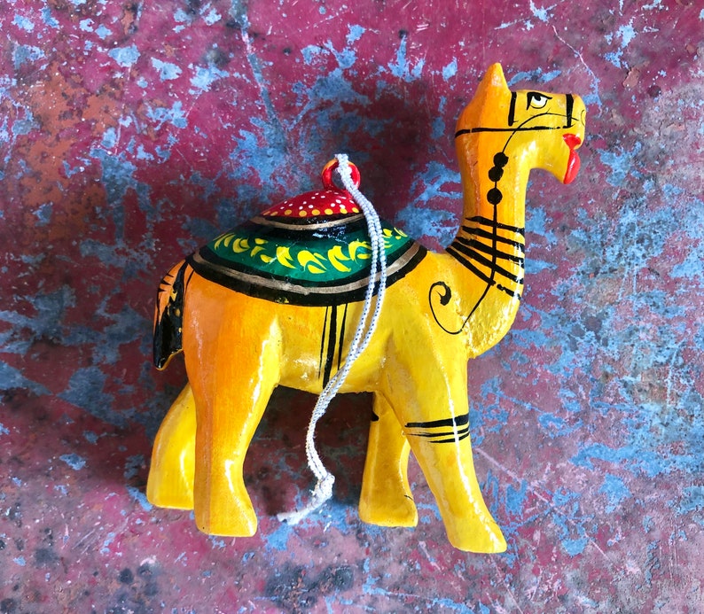 Set of 6 Vintage Hand Carved & Painted Animal Ornaments from India image 5