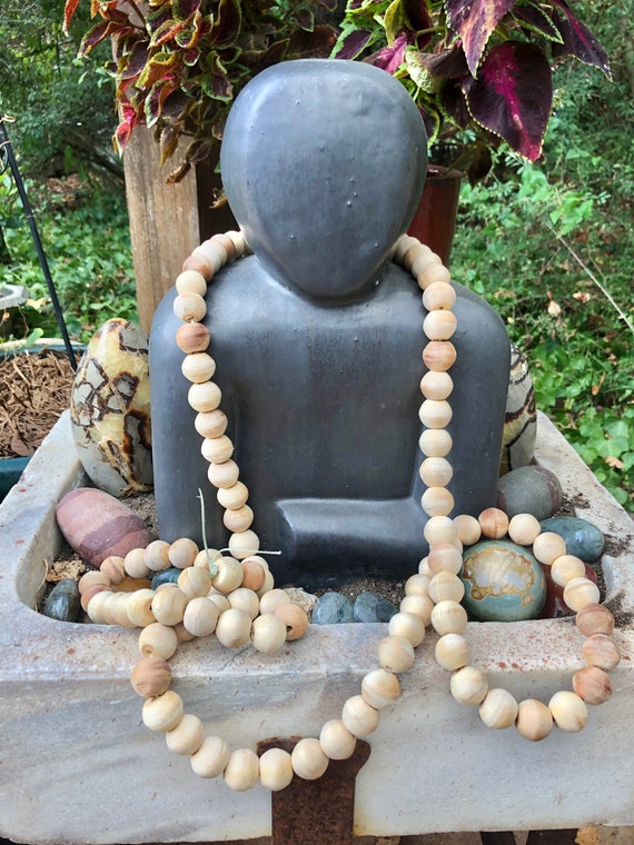 Natural Wood Garland Large Strand of Chunky Wood Beads for Home