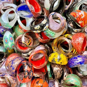 Set of 5 Gorgeous Rings~ Handmade Millefiori Murano Glass Rings~ perfect party favors, gift baskets, stocking stuffers etc.