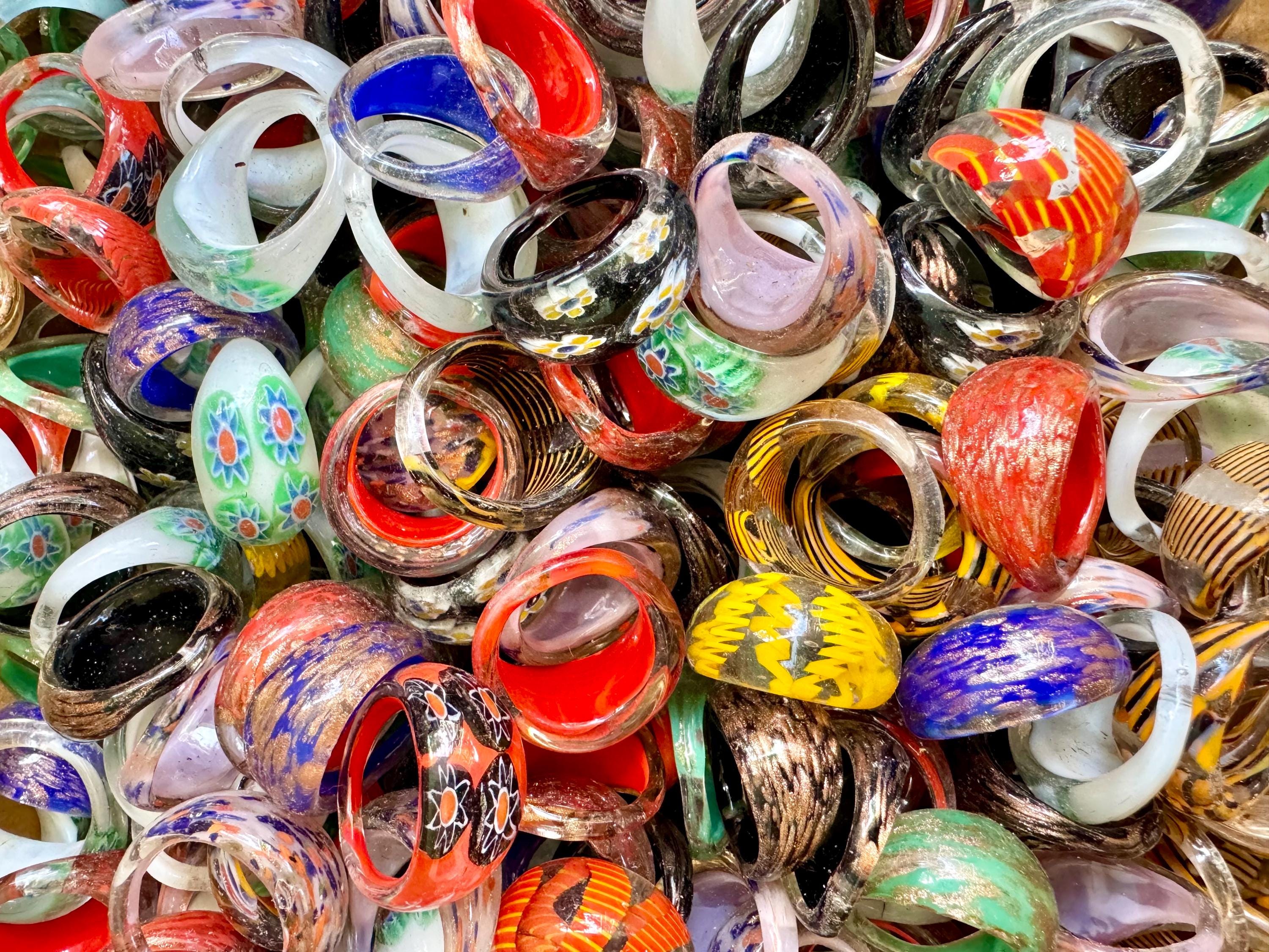 Bague Originale En Verre De Murano - Pièce Unique Artisanale - Taille 19,5