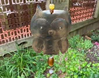Vintage Cute Owl Bell Chime~ BOHO garden art