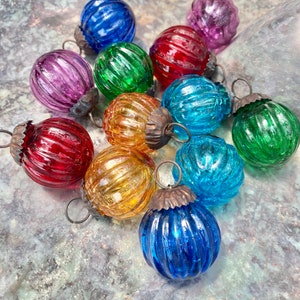 Set of 12 Colorful Glass Ornaments Boho Rainbow Ornaments image 1