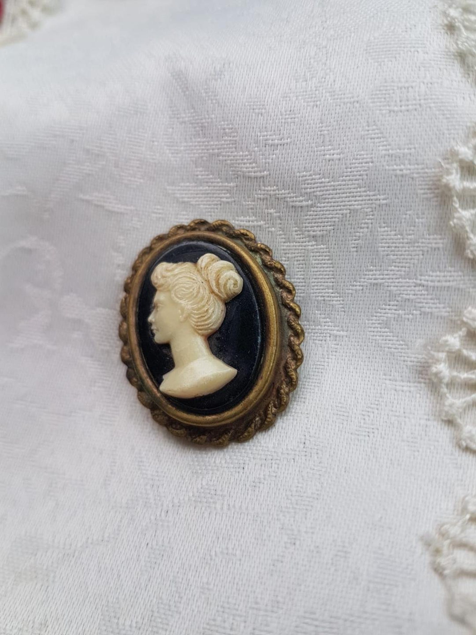 1940s Vintage Cameo Brooch Black and White - Etsy Singapore