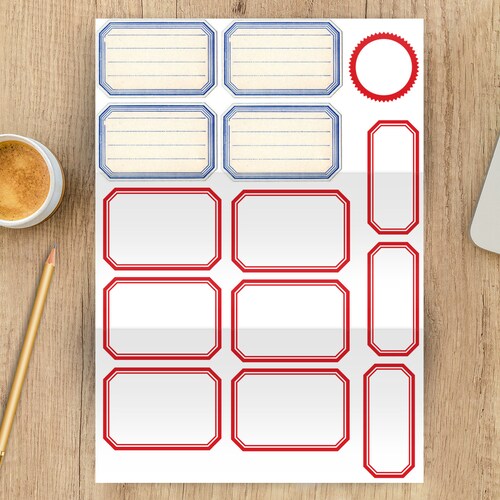 6 X Medium Size Address Labels Dennison Style. Blue Green Etsy