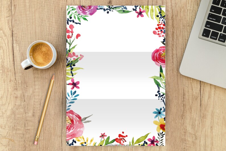 Download Floral Frame A4 & A5 Printable Letter Paper | Etsy