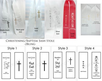 Christening Baptism Confirmation Personalised Custom text picture SASH Stole Made in AUSTRALIA, Baby, Toddler, Kids, Adult