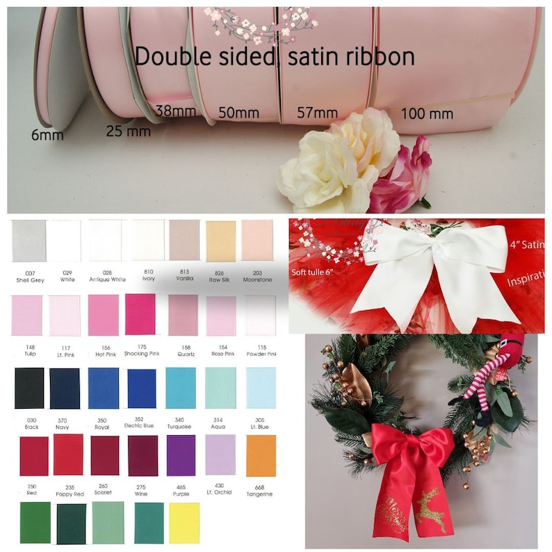Very Wide Ribbon Double Sided Satin Ribbon | 100mm Wide 4 Inch Wide | 2 Meters | Wedding ...