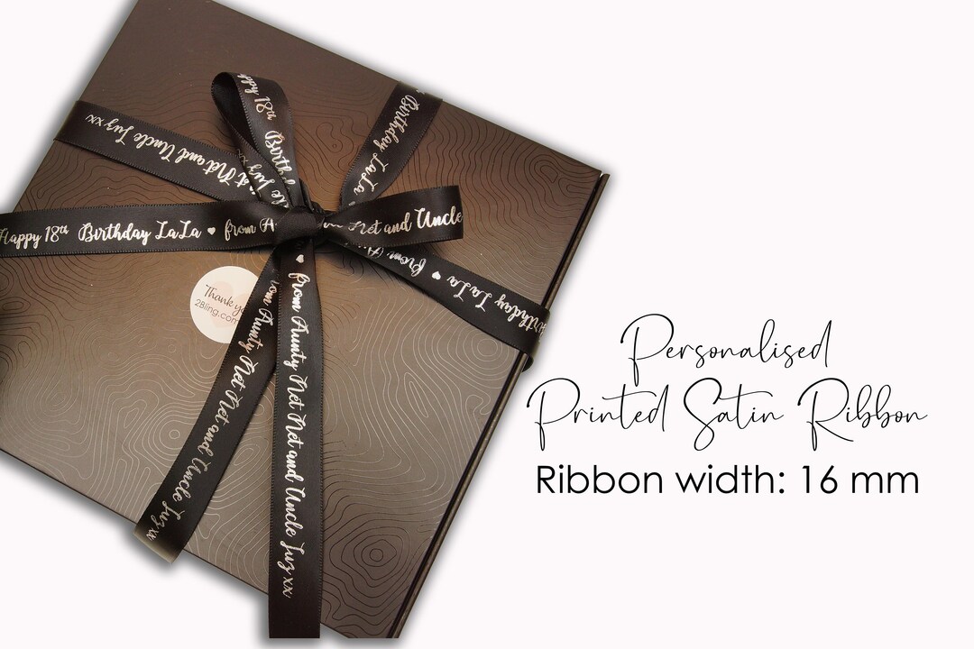 16mm Wide Custom Personalised Printed Satin Ribbon 1m 8m 24m 48m Length ...