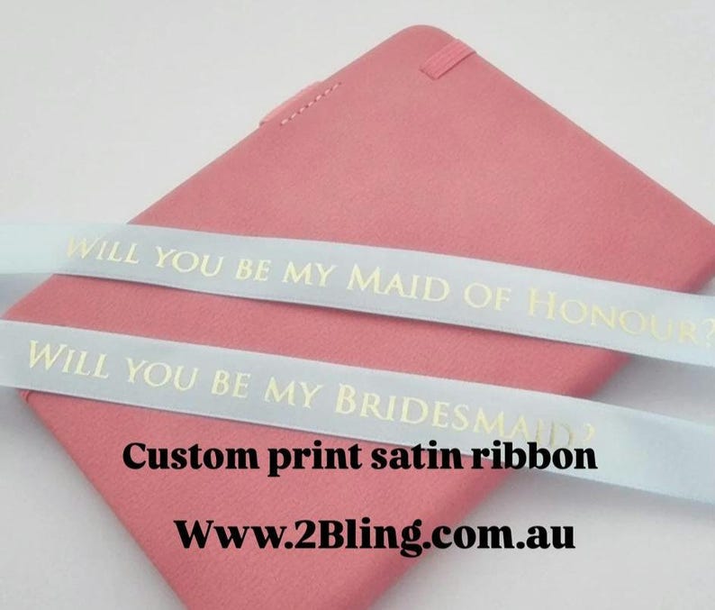 16mm Wide Custom Personalised Printed Satin Ribbon 1m 8m 24m 48m Length ...