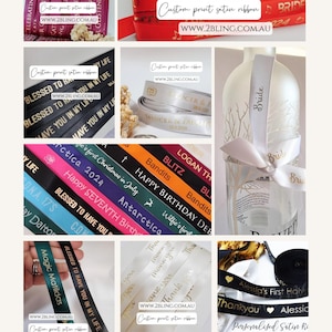 16mm wide Custom Personalised Printed Satin Ribbon 1m 8m 24m 48m length ~ Wedding ribbon, Ribbon branding, logo ~ Made in AUSTRALIA