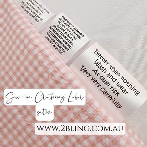 Satin Sew on Clothing label tagcare Centerfold Personalised Custom BLACK Print  uniform scrunchie agedcare AUSTRALIA | Bulk qty