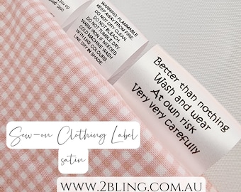 Satin Sew on Clothing label tagcare Centerfold Personalised Custom BLACK Print  uniform scrunchie agedcare AUSTRALIA | Bulk qty