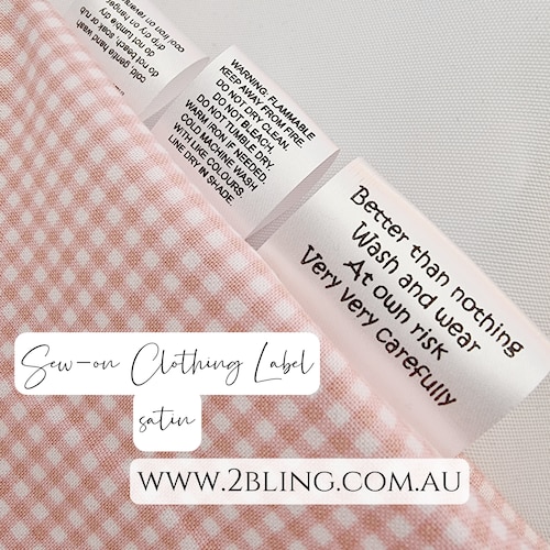 Etiqueta de satén para coser en ropa, etiqueta de cuidado personalizada, estampado negro, coletero para uniformes, cuidado de ancianos, AUSTRALIA / Cantidad al por mayor