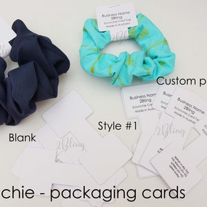 Packaging cards for Scrunchie hair accessories supply Australia, blank card or custom print