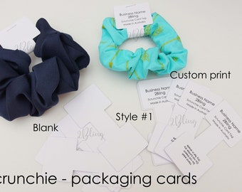 Packaging cards for Scrunchie hair accessories supply Australia, blank card or custom print