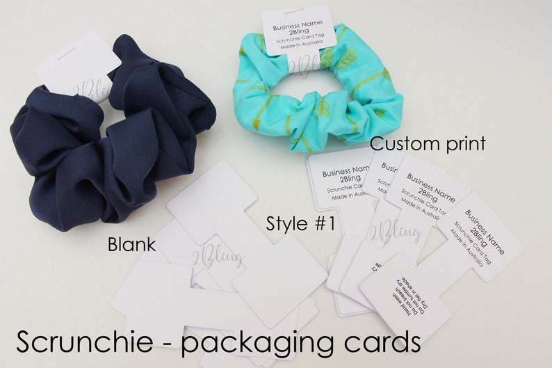 Packaging cards for Scrunchie hair accessories supply Australia, blank card or custom print image 1