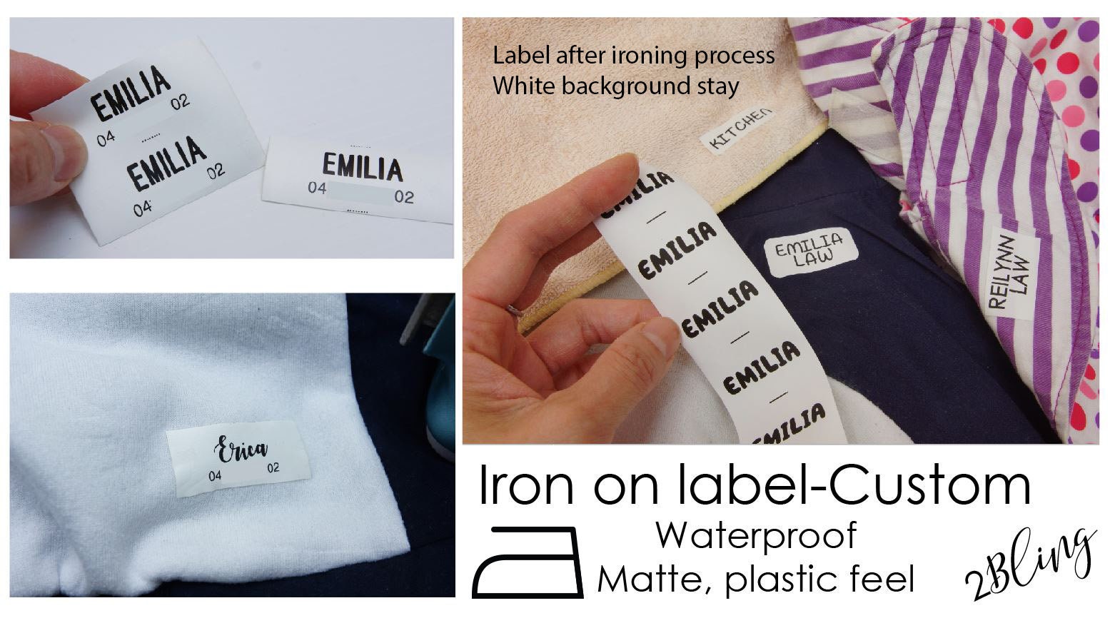 Kids School Customizable Labels. Ideal for Children’s School Uniform Iron-on Fabric Labels to Mark Your Clothes Clothes Name Labels Thermo-Adhesive 100 Personalised Clothing Labels 