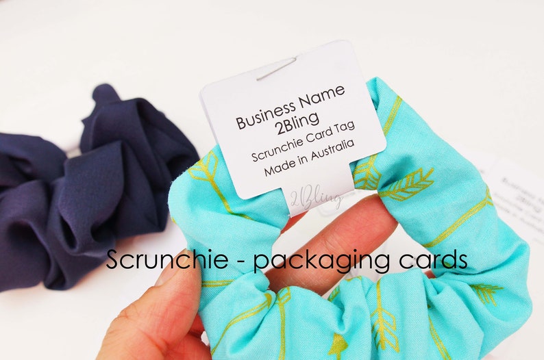 Packaging cards for Scrunchie hair accessories supply Australia, blank card or custom print image 2