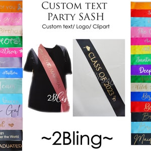 1/10/20 bulk Personalised Custom text PARTY SASH Wedding Birthday Baby Shower Hens Corporate Graduation Formal Dance award Made in AUSTRALIA