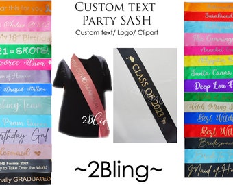 1/10/20 bulk Personalised Custom text PARTY SASH Wedding Birthday Baby Shower Hens Corporate Graduation Formal Dance award Made in AUSTRALIA