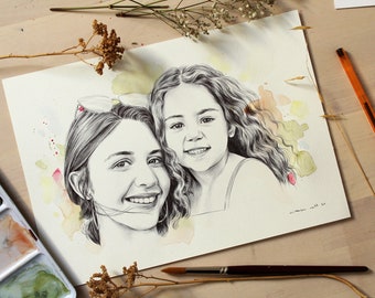 Illustrated Family Portrait, Custom Family Portrait, Custom Family Drawing, Mother's Day Gift, Family Illustration