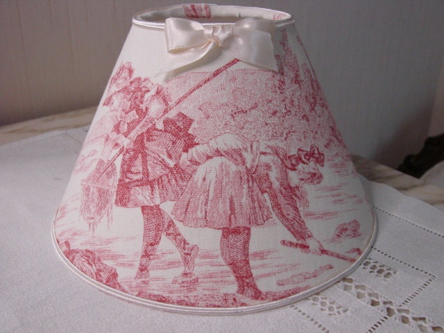 Abat-Jour Toile de Jouy Rose 20 cm