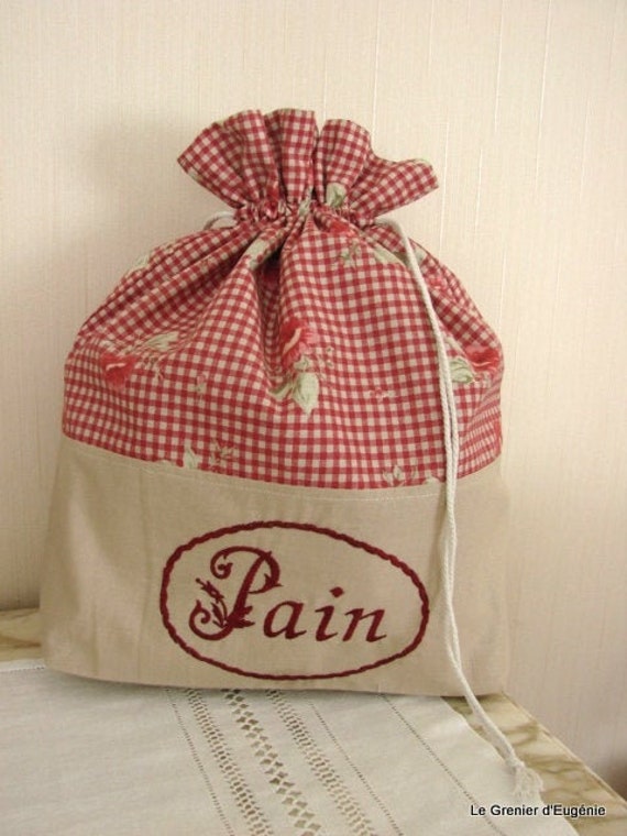 Sac A Pain Tissu Brodé Pain Pour Ranger Vos Pains et Brioches,