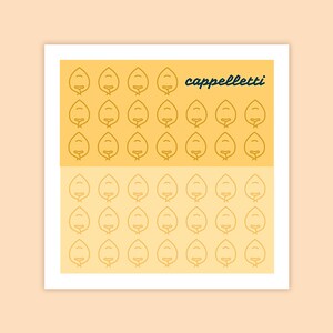 Cappelletti • collezione s-foglini - stampa pasta, cucina romagnola, decorazioni cucina italiana, varie dimensioni (stampa senza cornice)