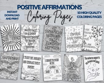 Affirmation Coloring Pages for Adults: Positive Quotes (Digital Download)