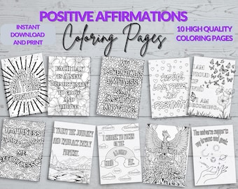 Positive Affirmations Coloring Pages: Mindfulness Designs (PDF)