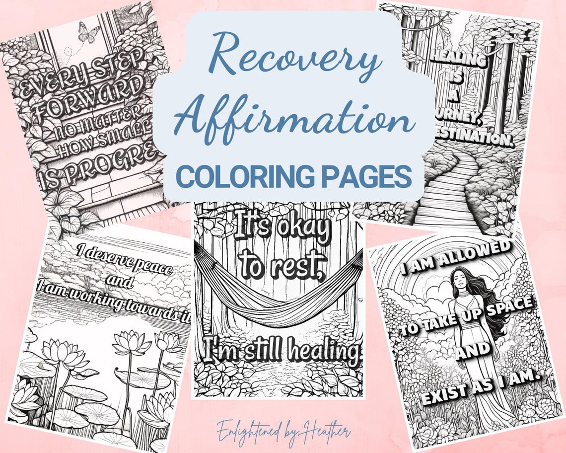 Recovery Affirmation Coloring Pages, Printable, Mental Health Coloring ...